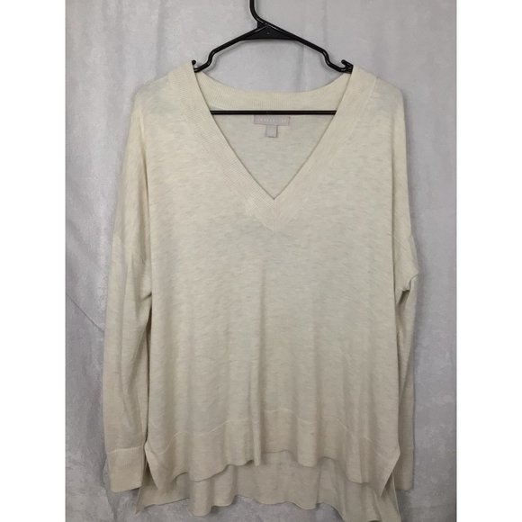 Chelsea 28 Everyday V-Neck Pullover Sweater SZ 1 Oatmeal - Picture 1 of 11
